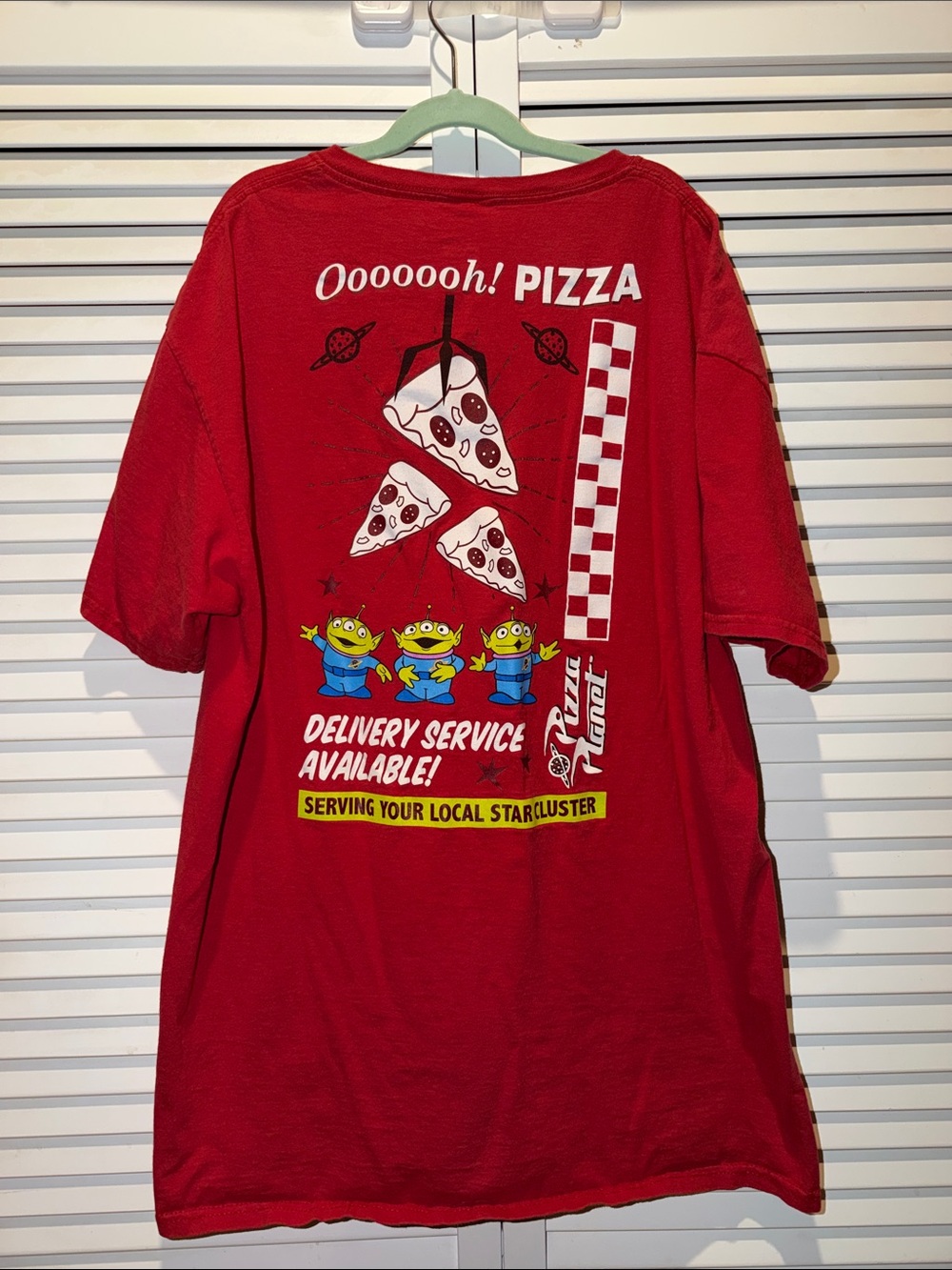 Disney Red Short Sleeve Tee with Pizza Planet Aliens